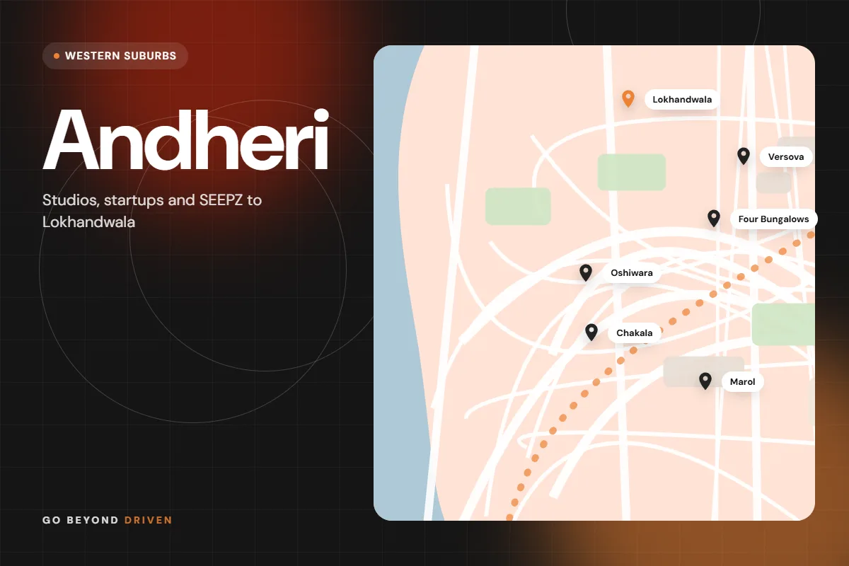 Map of Andheri East and West showing Lokhandwala, Versova, Four Bungalows, Oshiwara