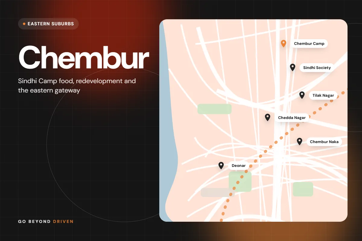 Map of Chembur East and West showing Chembur Camp, Sindhi Society, Tilak Nagar, Chedda Nagar