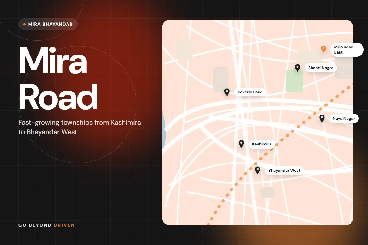 Map of Mira Road and Bhayandar showing Mira Road East, Shanti Nagar, Beverly Park, Naya Nagar