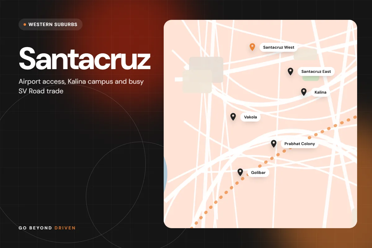 Map of Santacruz East and West showing Santacruz West, Santacruz East, Kalina, Vakola