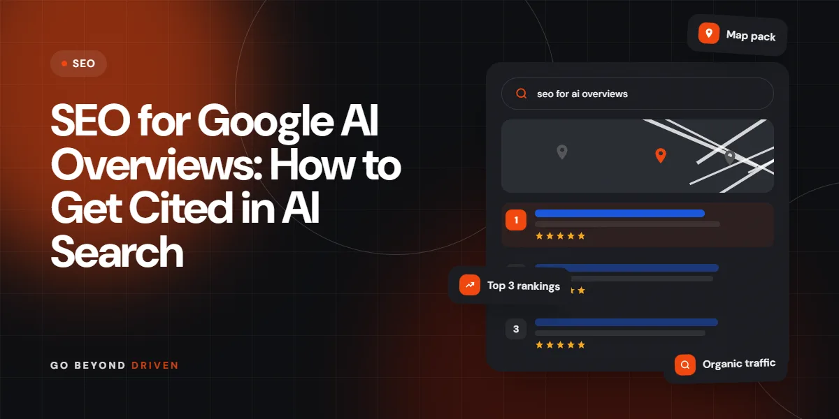 SEO for AI Overviews showing a Google AI answer citing a business website