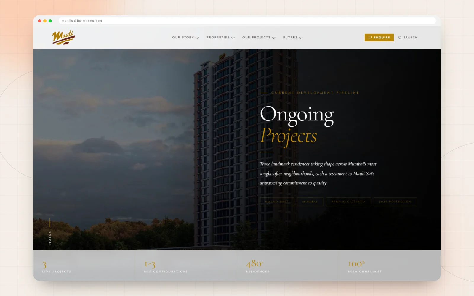 Mauli Sai Developers desktop website design