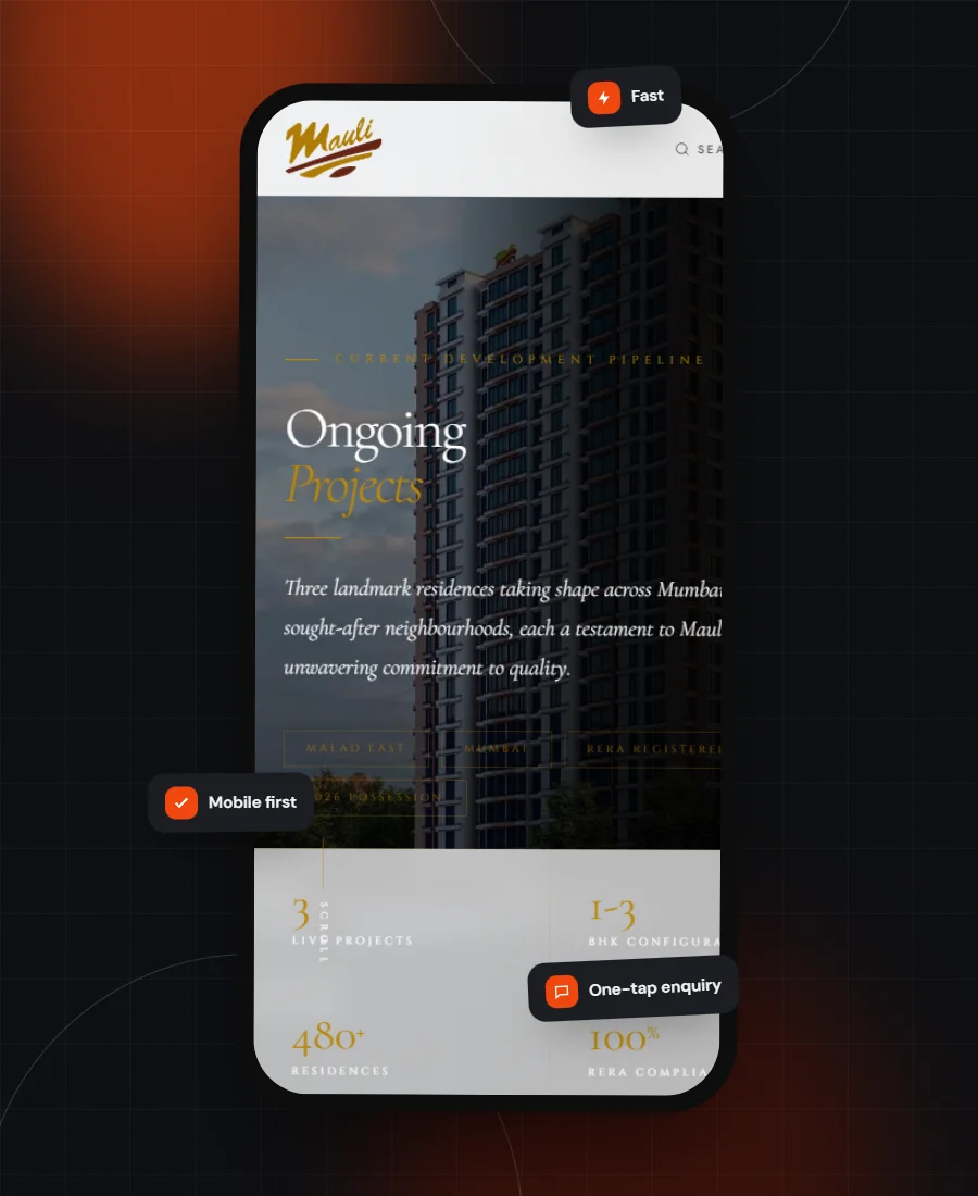 Mauli Sai Developers mobile experience