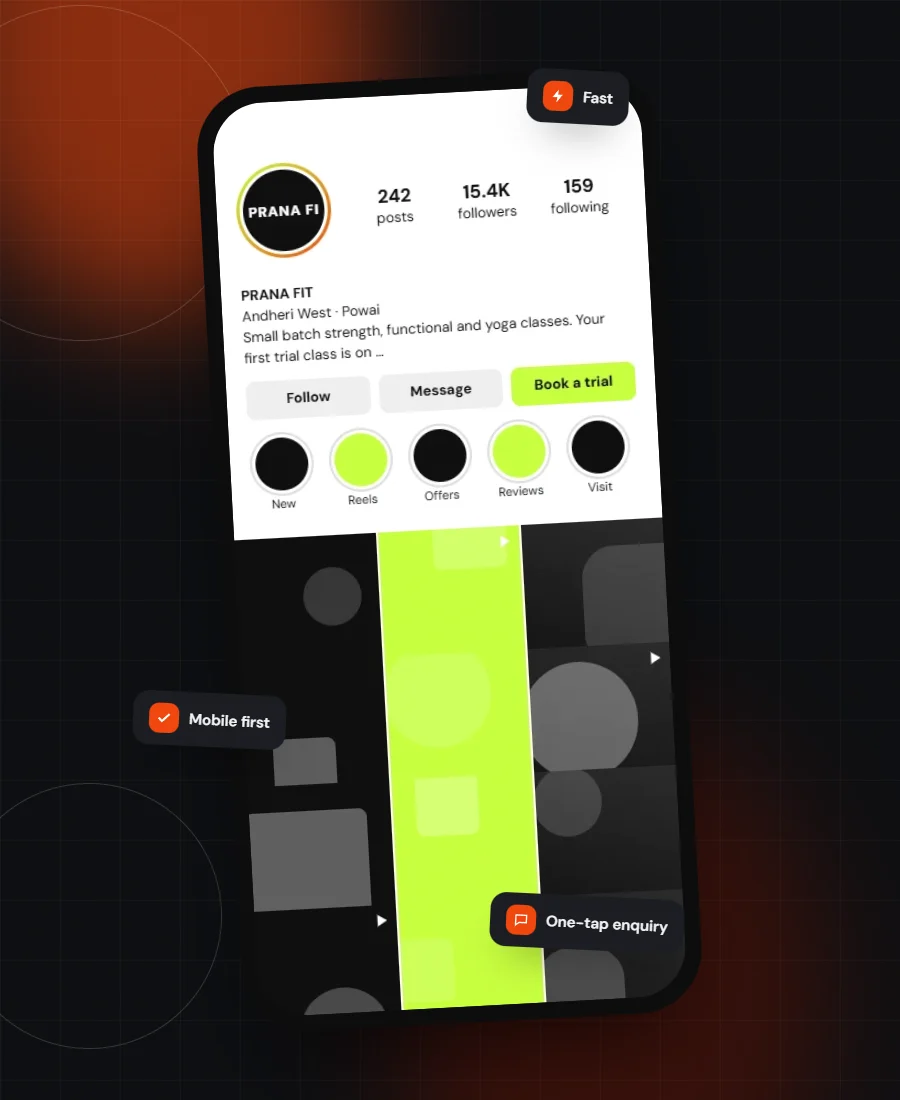 Prana Fit Studio mobile experience