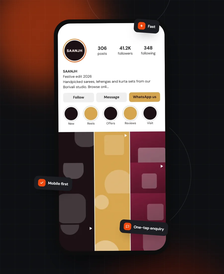 Saanjh Ethnic Studio mobile experience