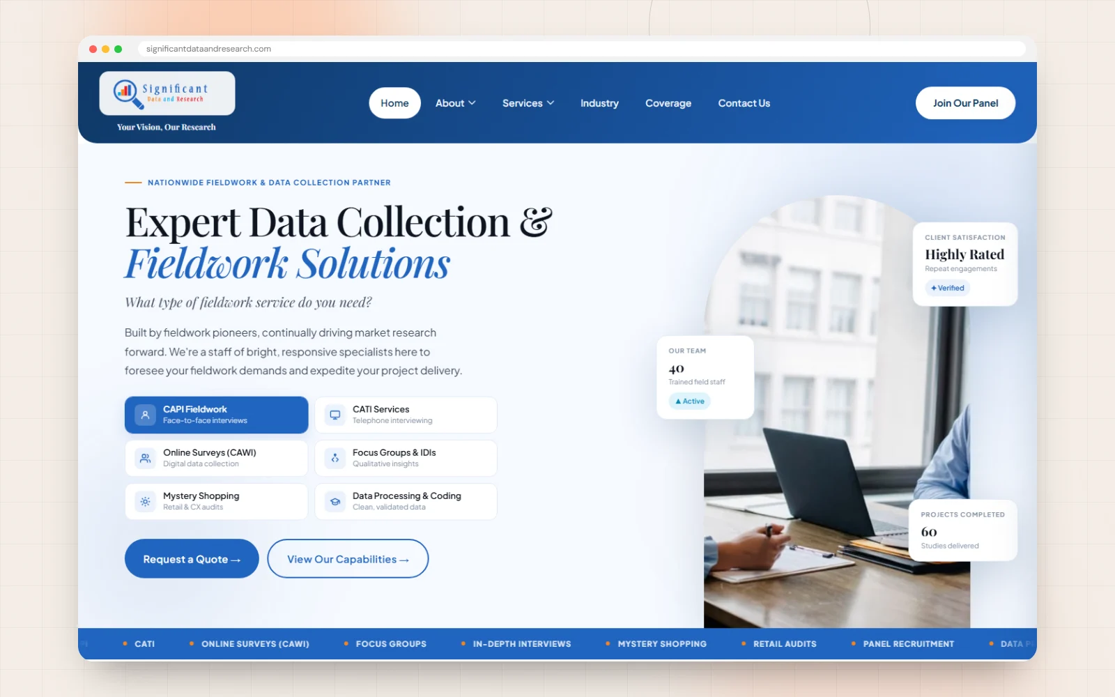 Significant Data and Research desktop website design