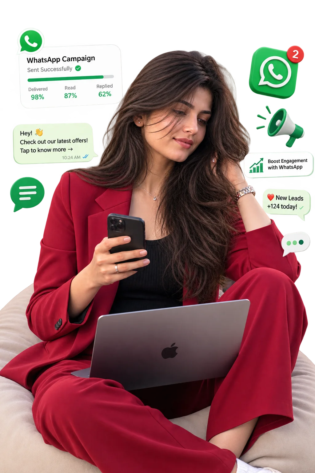 WhatsApp marketing broadcast dashboard and chat analytics